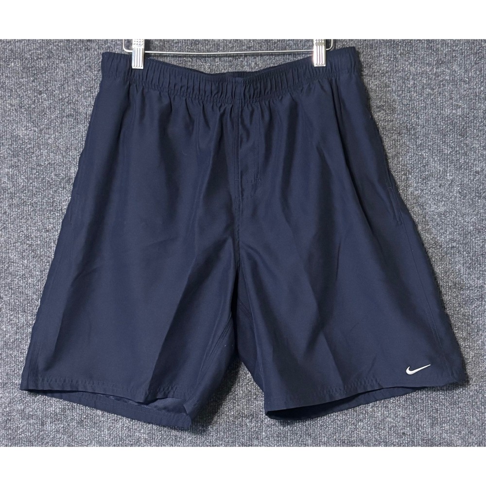 Nike Mens Large Basketball Shorts Navy Blue Athletic Mesh Lined Elastic Waist