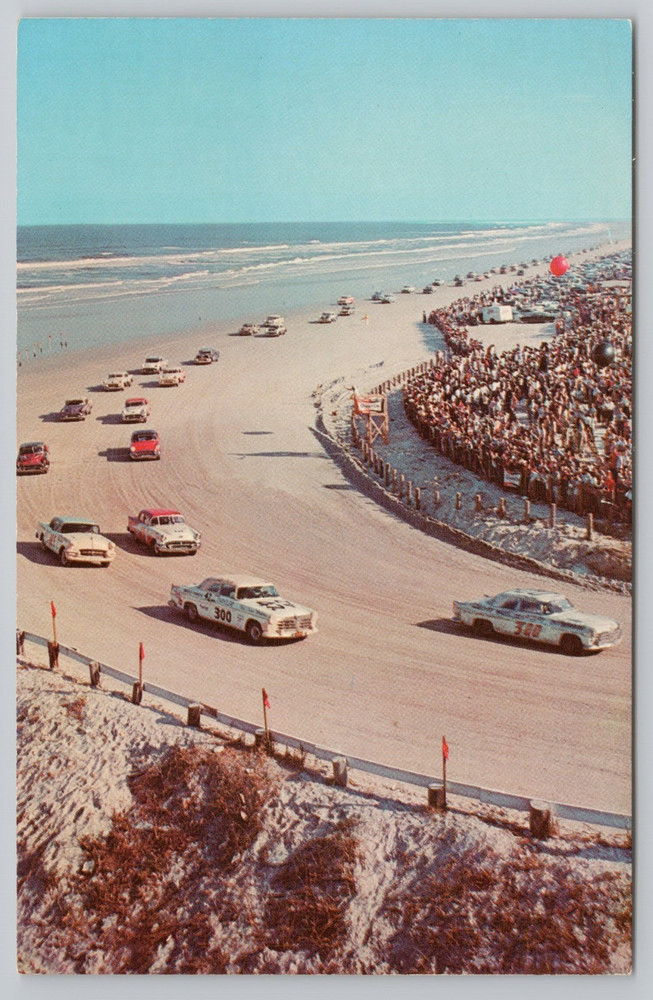 Stock Car Racing Daytona Beach Florida FL Postcard