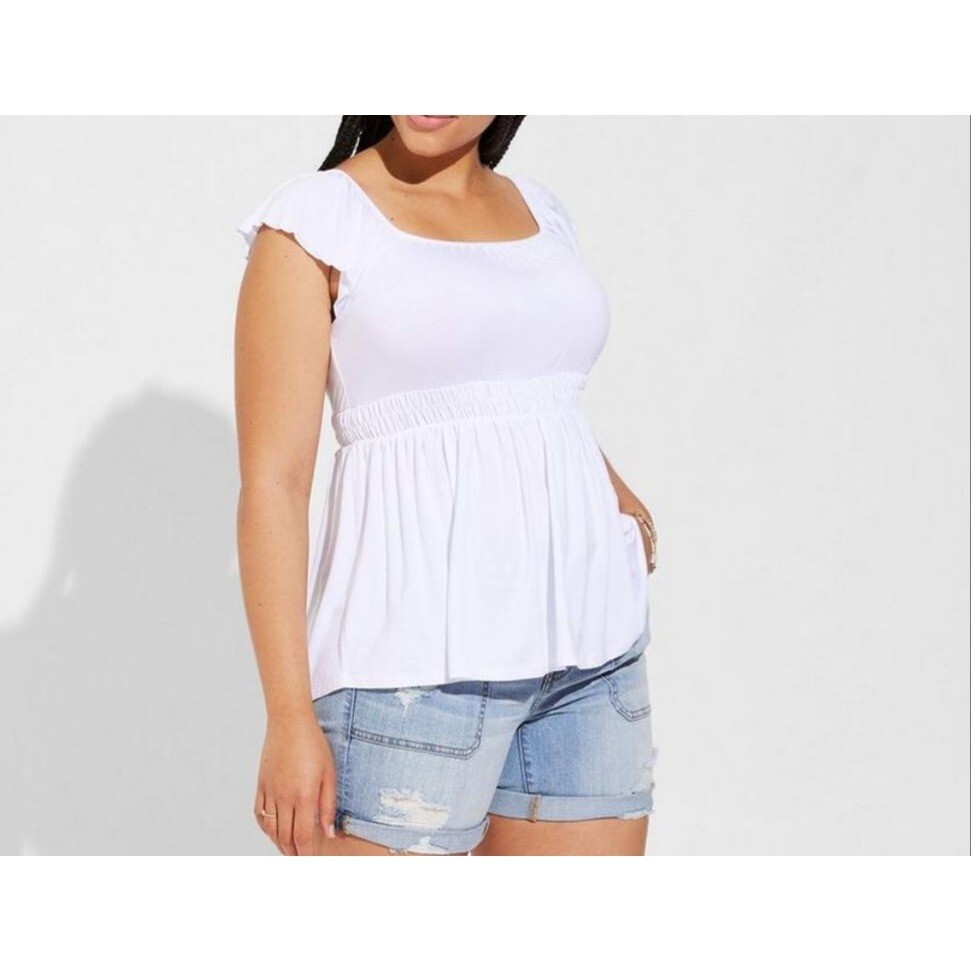 Torrid Babydoll Top 5X White Boho Western Feminine Tank Retro 80s Coastal