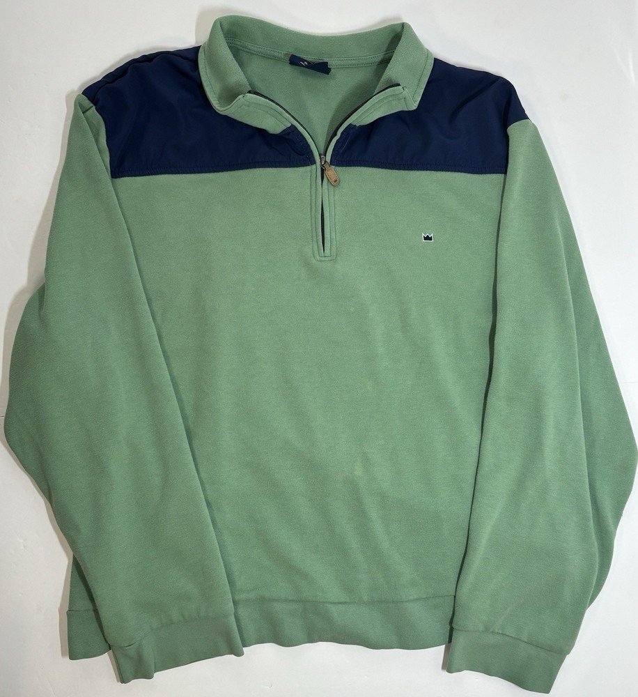 Crown & Ivy Men’s Mock Neck 1/4 Zip Pullover Green Navy Blue XXL Sweater Top