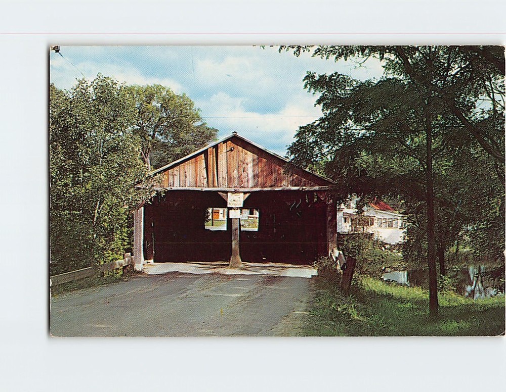 Postcard Pulp Mill Covered Bridge Otter Creek Middlebury Vermont USA