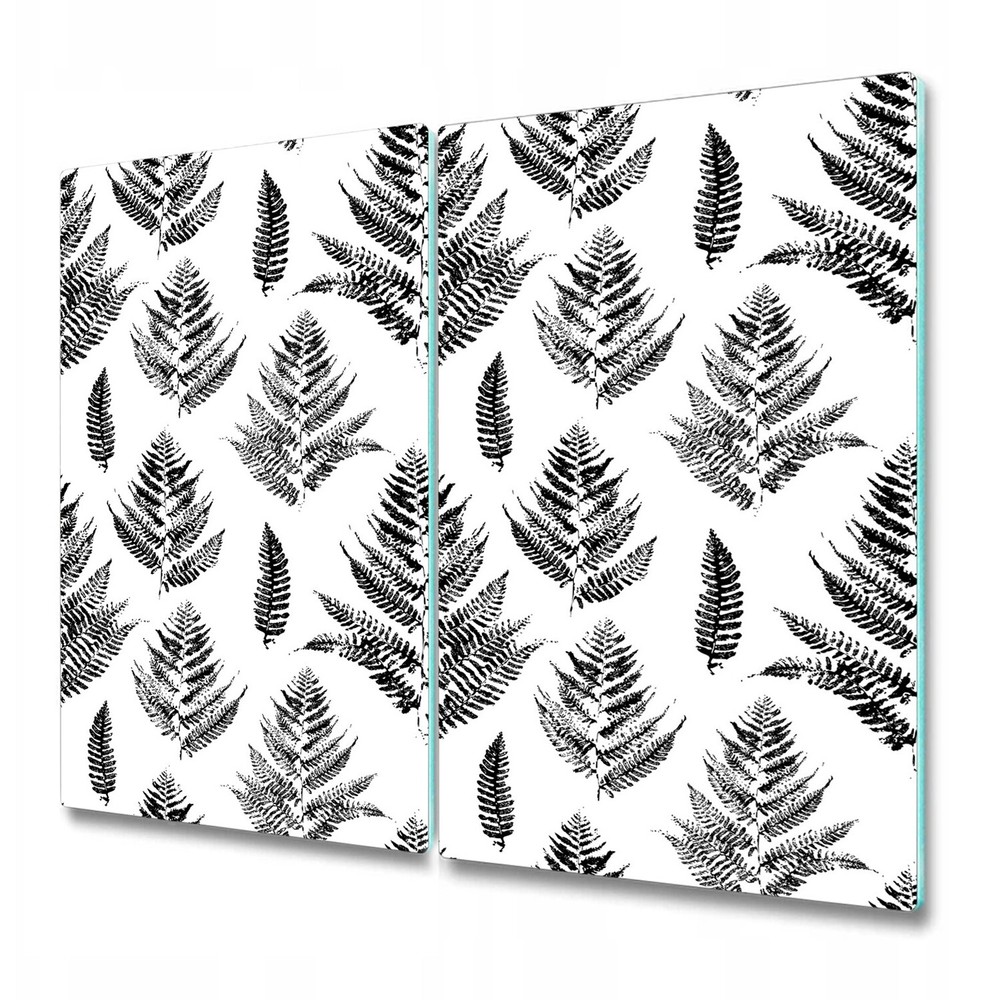 Glass Induction Ceramic Hob Cover Paint prints of fern Black & white Floral