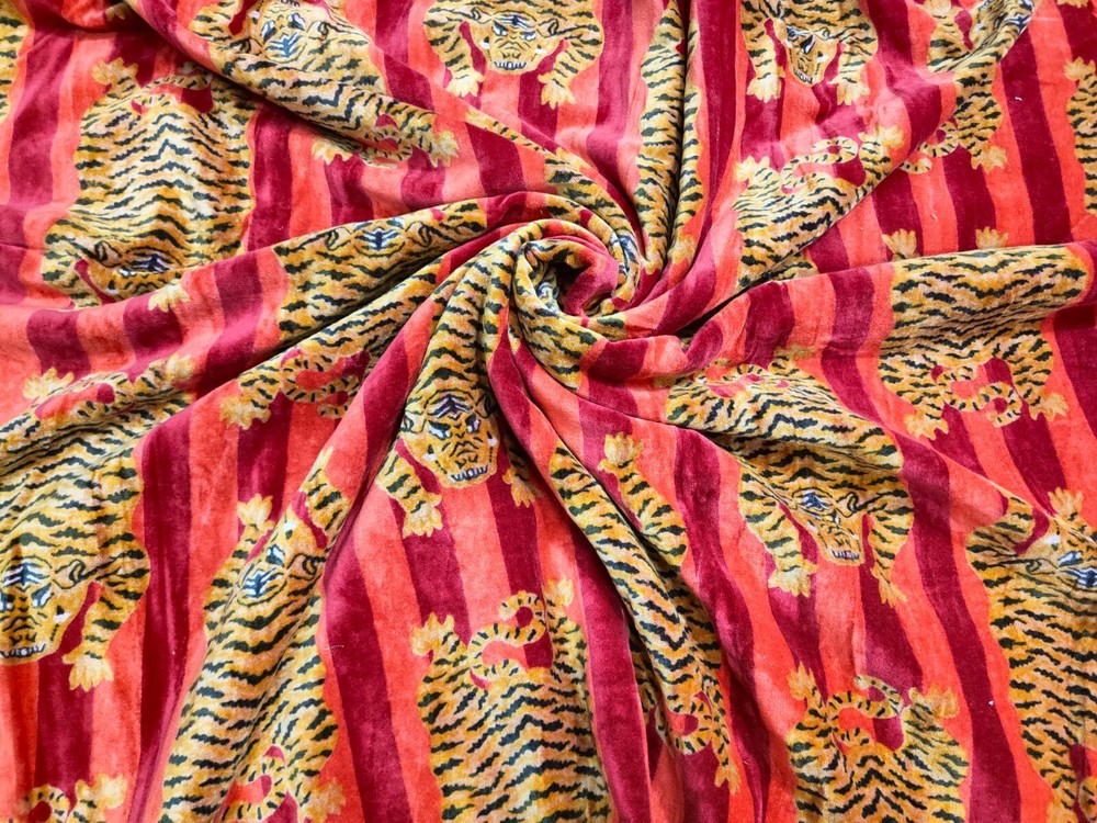 Indian Animal Print Velvet Hippie Upholstery Soft Multi color Dress Make Fabric.