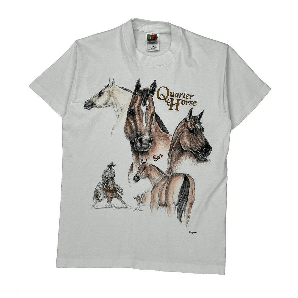 Fruit Of The Loom Graphic T-Shirt - Medium White Cotton Blend