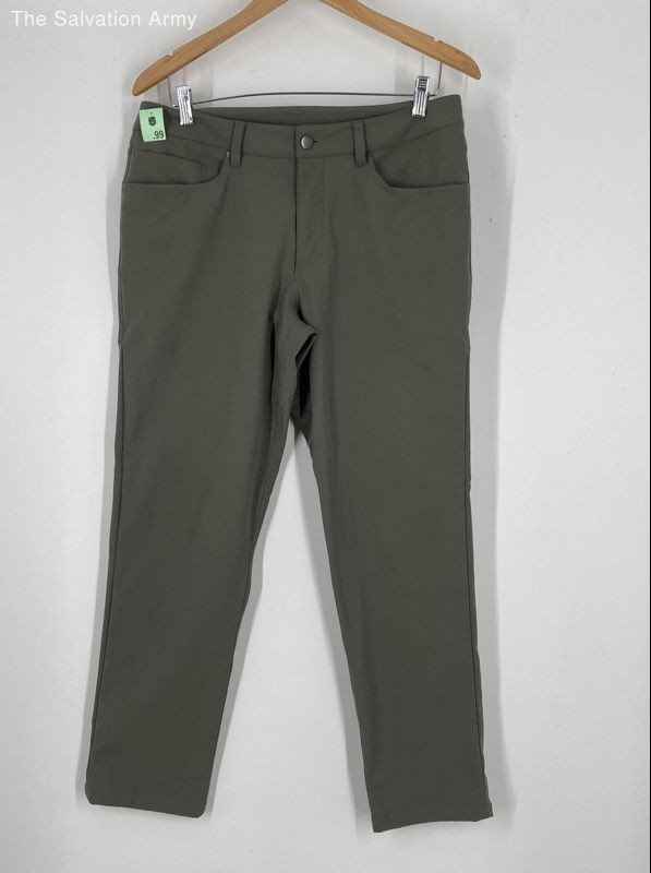 Lululemon Mens Green Flat Front 5-Pocket Design Straight Leg Chino Pants Size 33