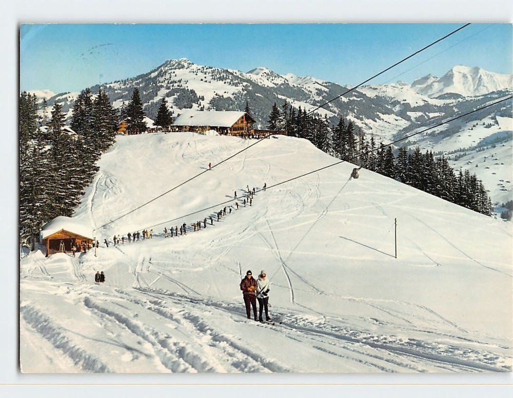 Postcard Skilift Stand Eggli Gstaad Switzerland