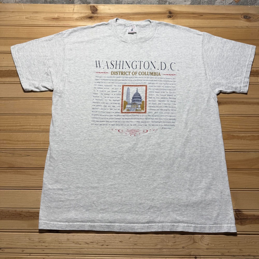 Vintage 90s Washington DC District of Columbia Capital Landmarks T-Shirt USA XL