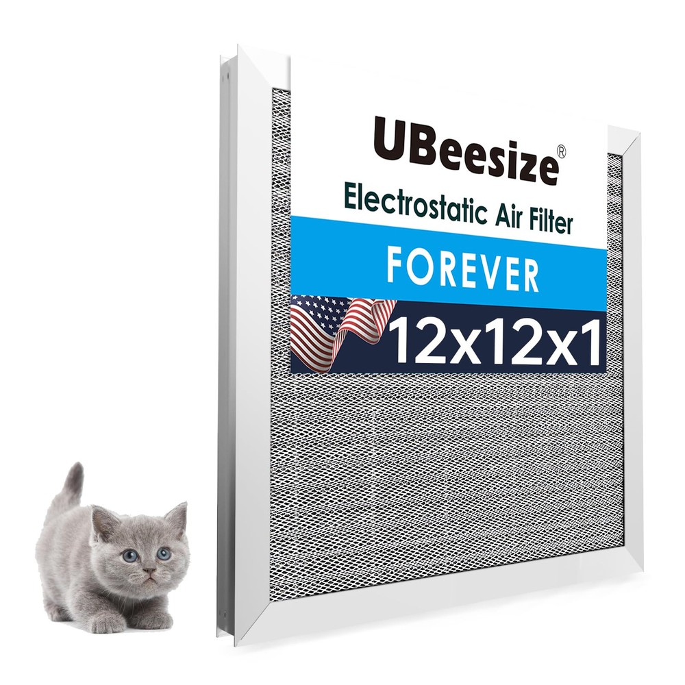 12x12x1 Washable Electrostatic HVAC AC Furnace Air Filter, Reusable for Efficient Cooling and Heating