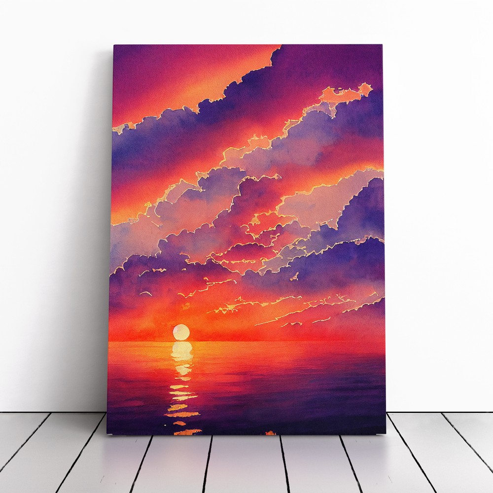 Imaginative Ocean Sunset Canvas Wall Art Print Framed Picture Decor Dining Room