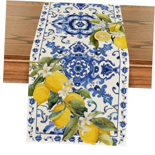 Lemon and White Porcelain 210 GSM Summer Table 13