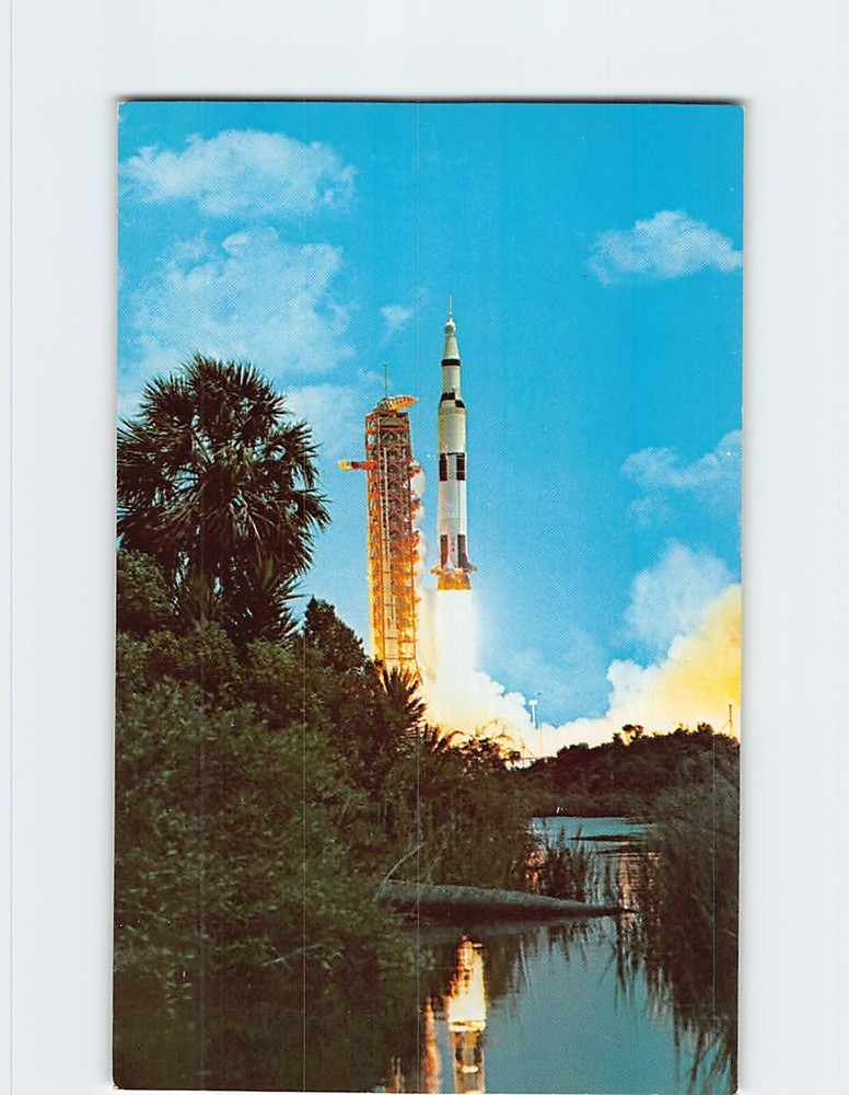 Postcard Apollo 16 Saturn V space vehicle NASA Kennedy Space Center Florida USA