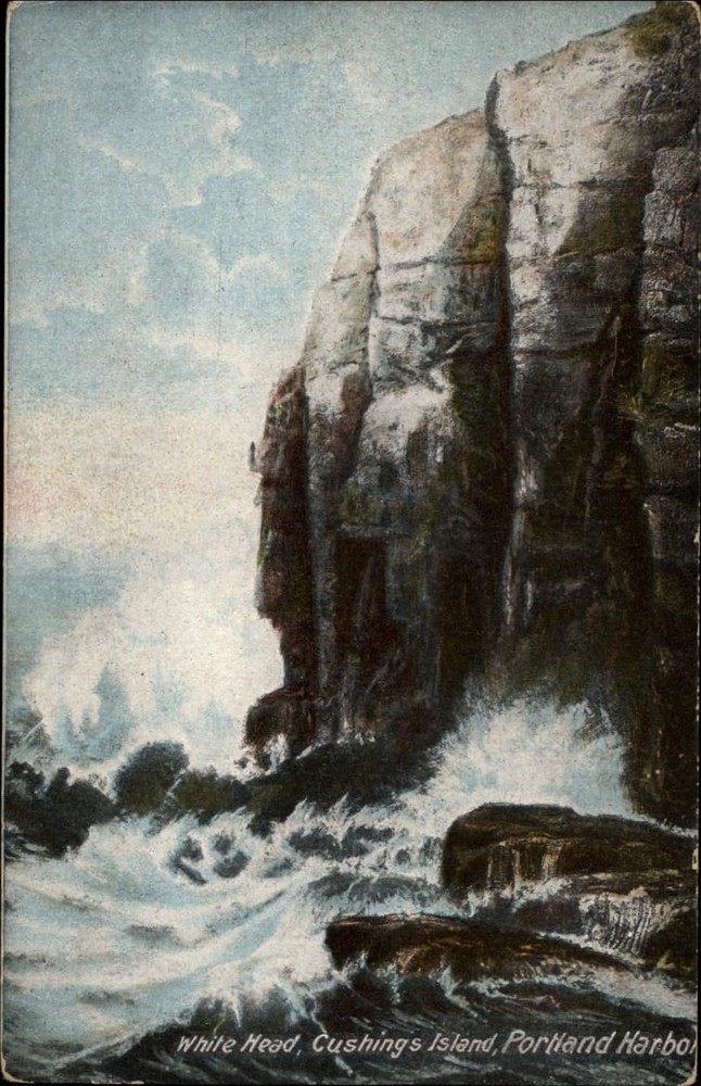 Portland Maine Cushing's Island White Head rock c1910s vintage unused postcard
