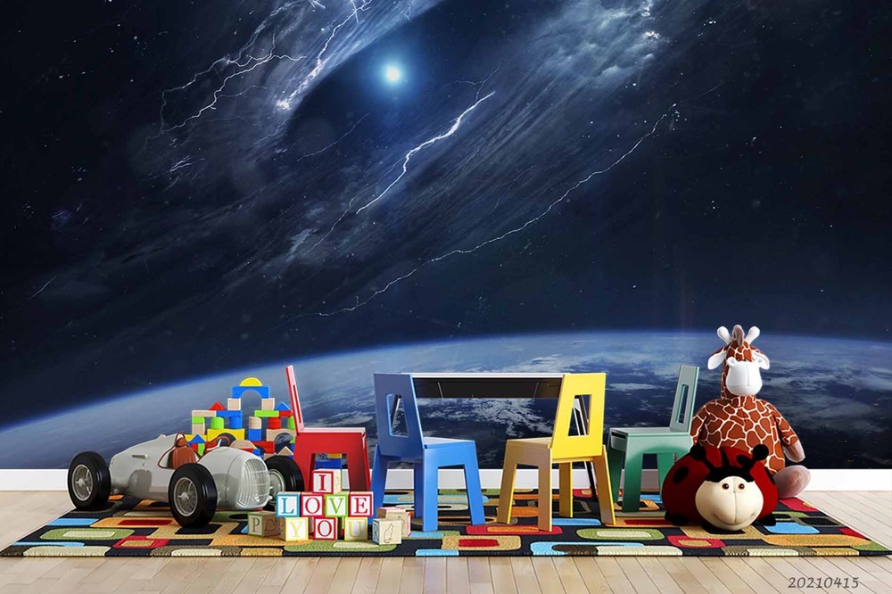 3D Space Galaxy Planet Wall Murals Wallpaper Murals Wall Sticker