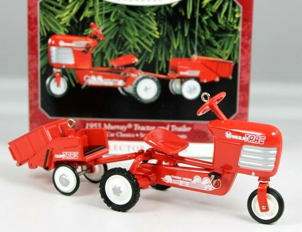 Hallmark 1955 Murray Tractor & Trailer Ornaments Die-Cast Vintage Christmas 1998
