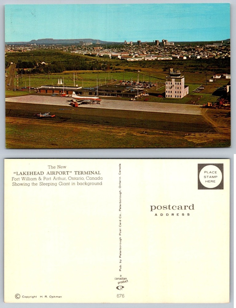 Lakehead Airport Terminal Fort William Port Arthur Ontario Canada Postcard