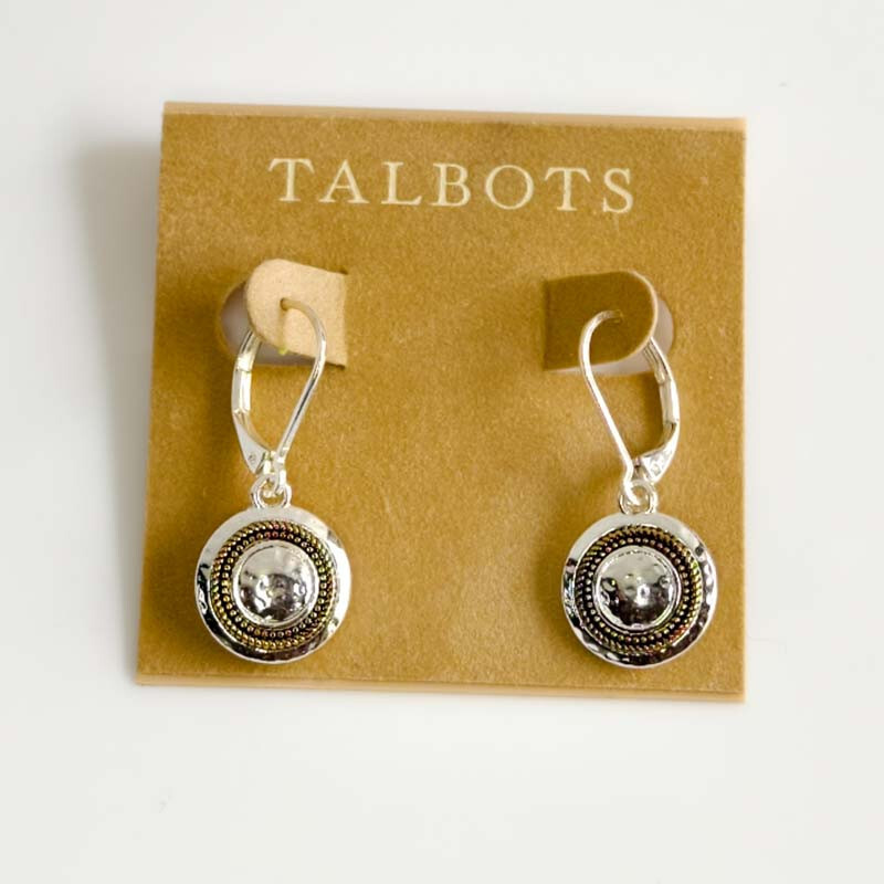 Talbots Dual Tones Round Drop Earrings Gift Fashion Women Party Holiday Jewelry
