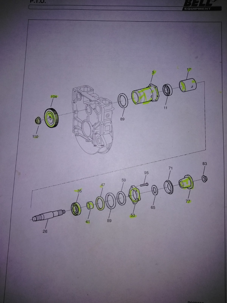 PTO Housing and Flange Parts DC221204 DC221208 Compatible with Bell 4206D Tractor