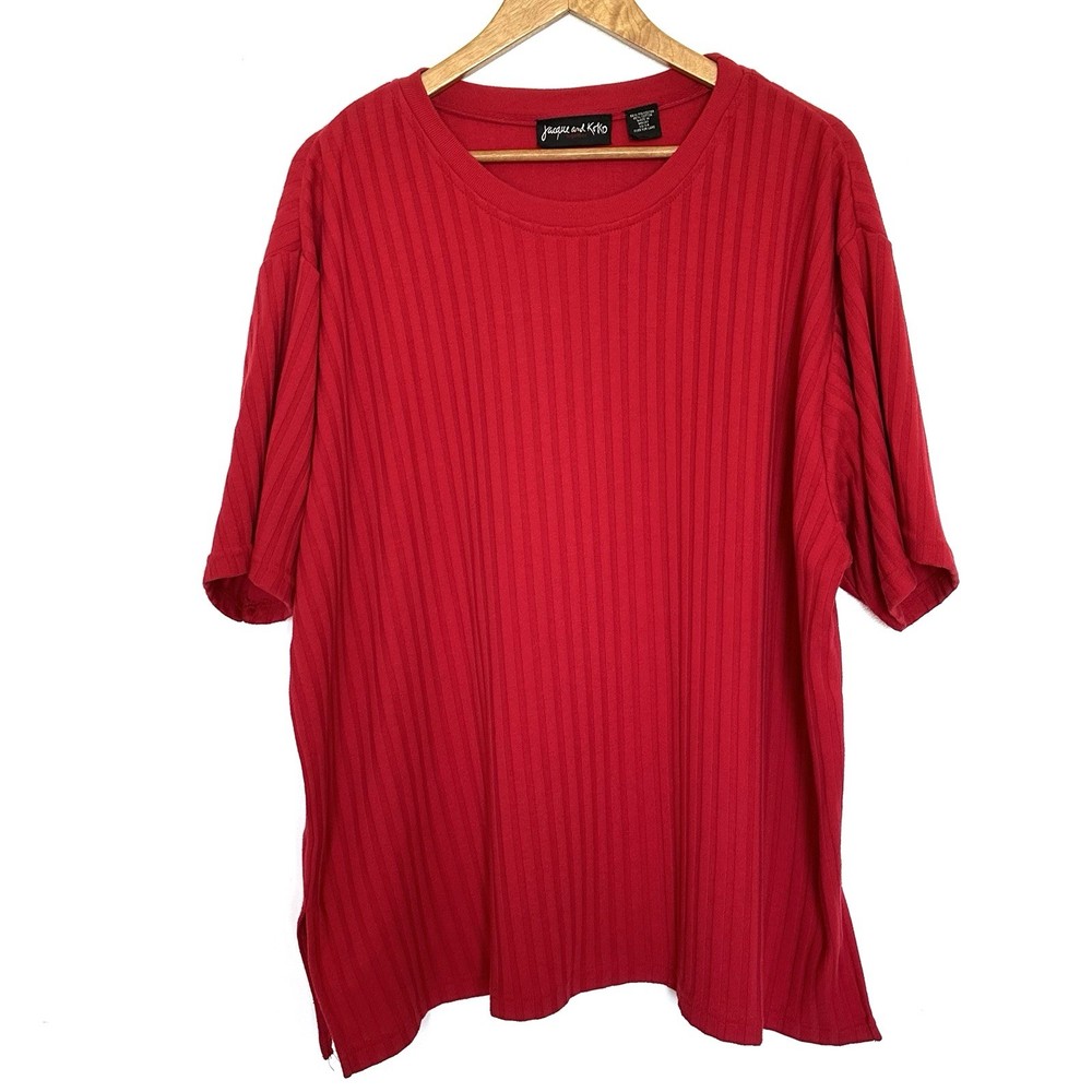 Jacque And Koko Shirt Women’s Size 22/24 Red Short Sleeve Pullover Top