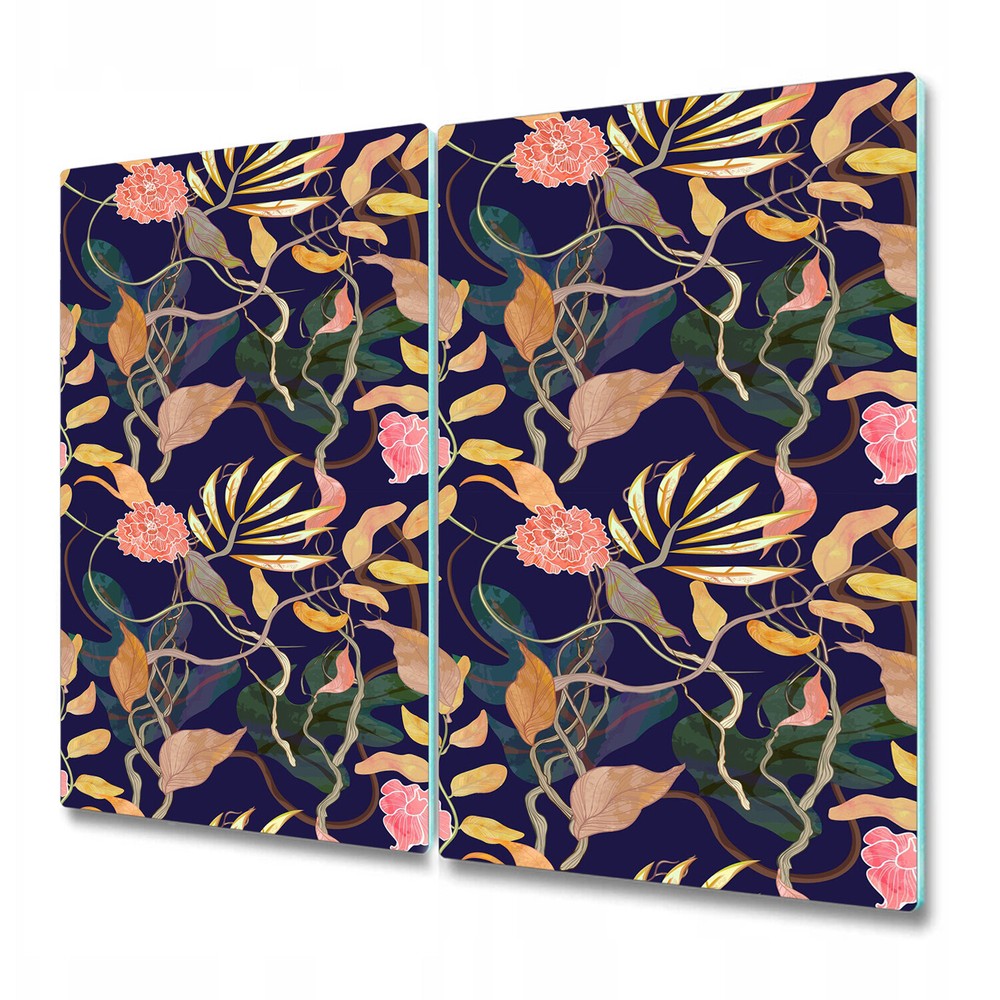 Glass Cutting Serving Board Trendy Harbor theme plants purple & golden 2x30x52