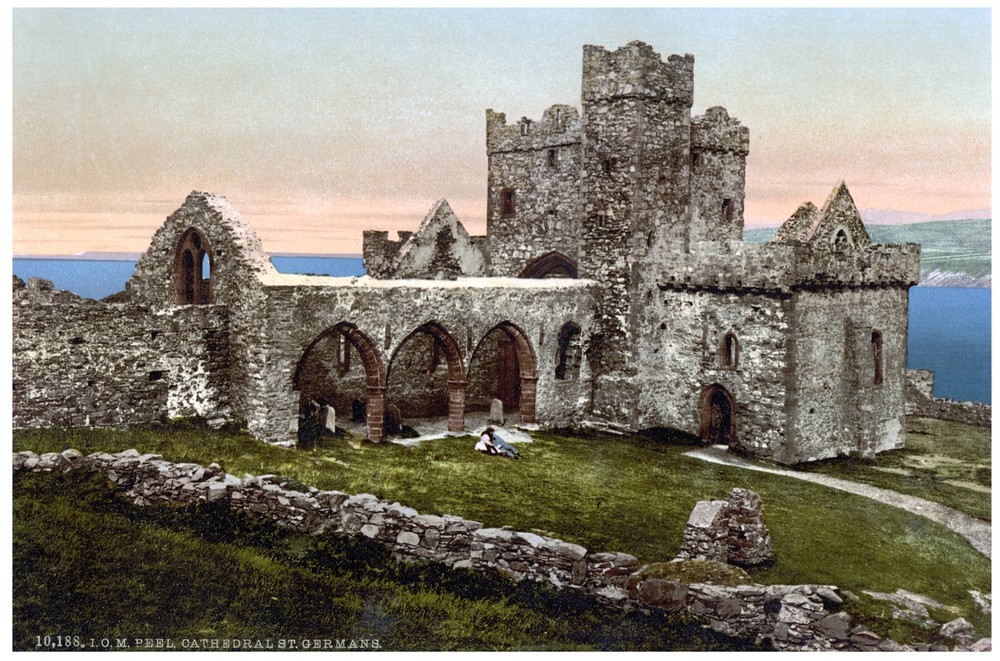 5489.Decoration Poster.Room design.Old stone castle landscape by the bay.