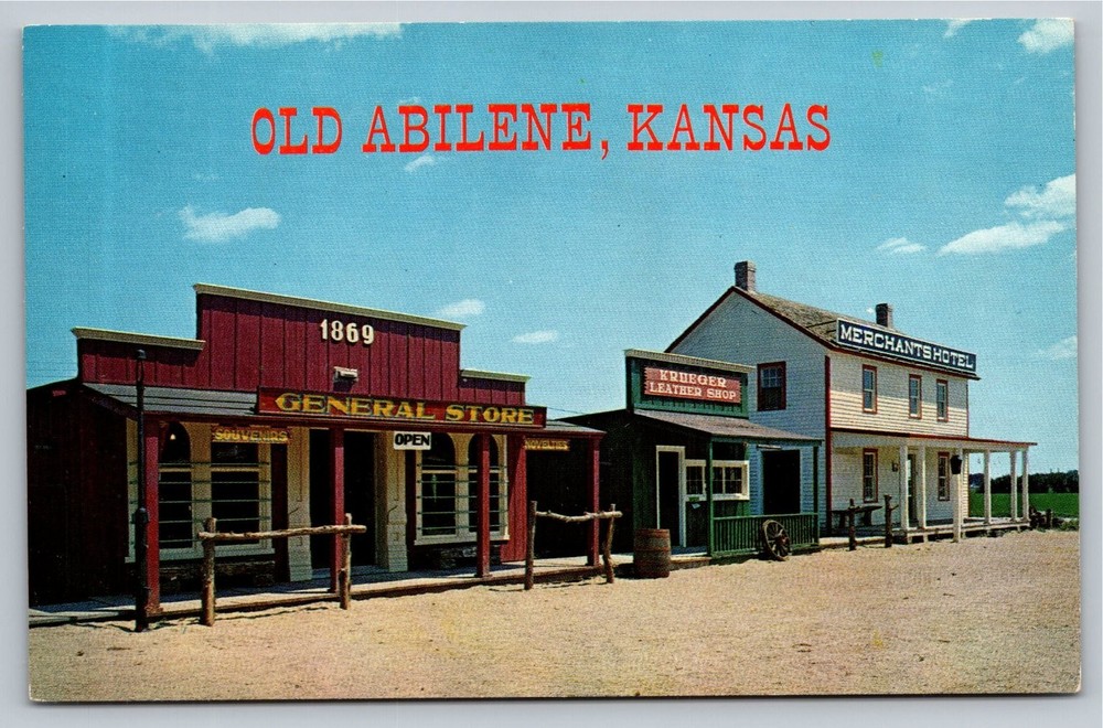 Old Abilene Kansas General Store & Merchants Hotel Vintage Postcard