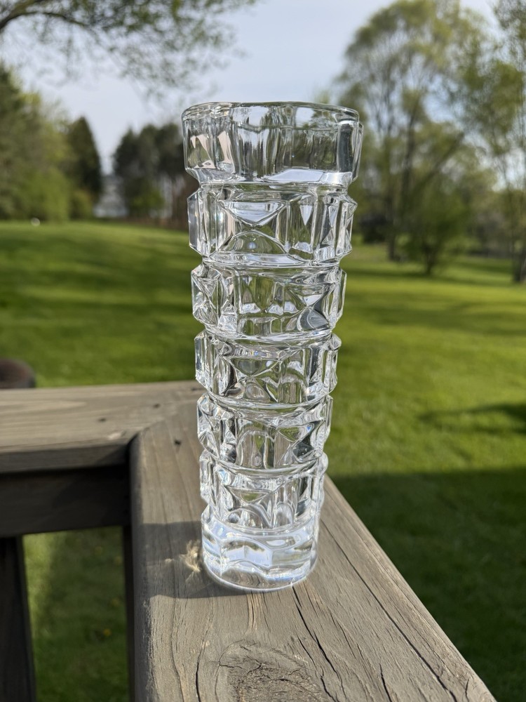 Cristal D'Arques -Durand Ancenis MCM Vase Cubist Crystal 1970 8.5