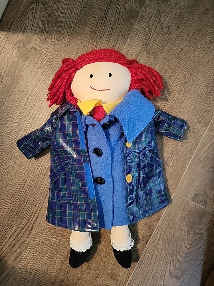 1994  Madeline Rag Doll ~ EDEN  ~ Blue Coat & Red Plaid Dress & Raincoat
