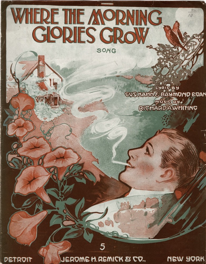 Where The Morning Glories Twine Around The Door,  Gus Kahn, 1908 Antique Mus