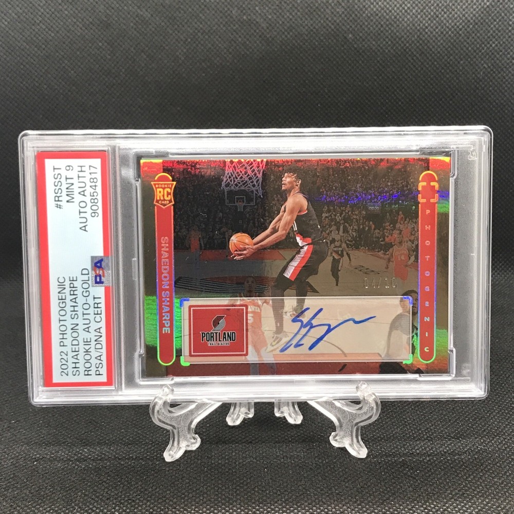 GOLD 04/10 SSP RC AUTO PSA 9 MINT 2022-23 PHOTOGENIC SHAEDON SHARPE BLAZERS POP1