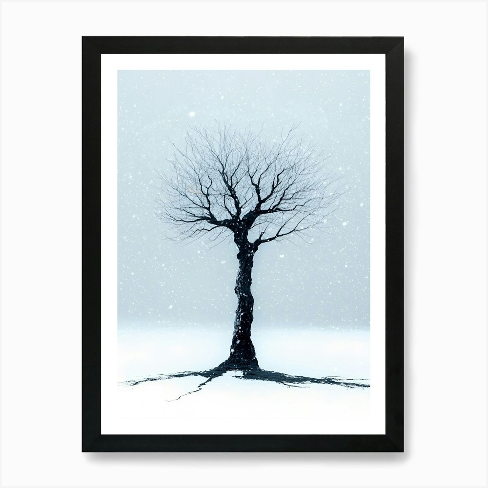 Tree In The Snow Art Print Framed Wall Art Poster Canvas Print Picture