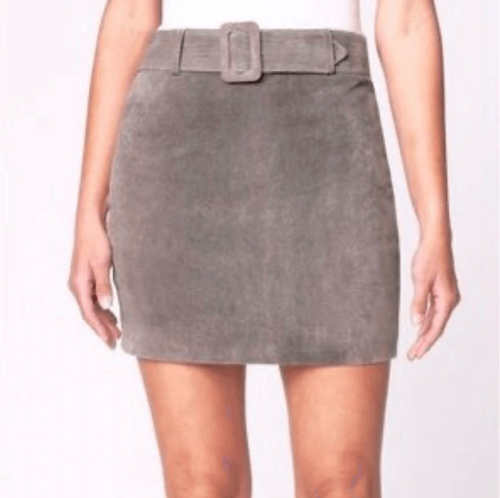 Blank NYC 100% Leather Belted Suede Mini Skirt Size 27