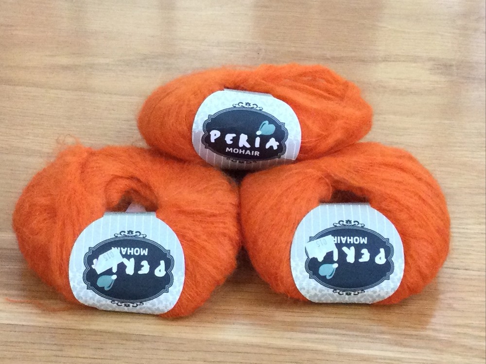 NOS Vintage PERIA Mohair Blend Orange Yarn Cakes/ Skeins Made in Turkey Lot