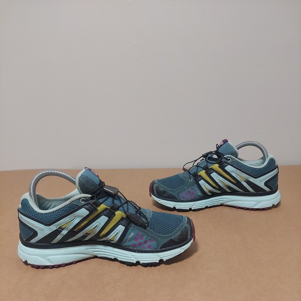 Salomon X Mission 3 Trail Running Shoes Blue Black Yellow Womens Size 8