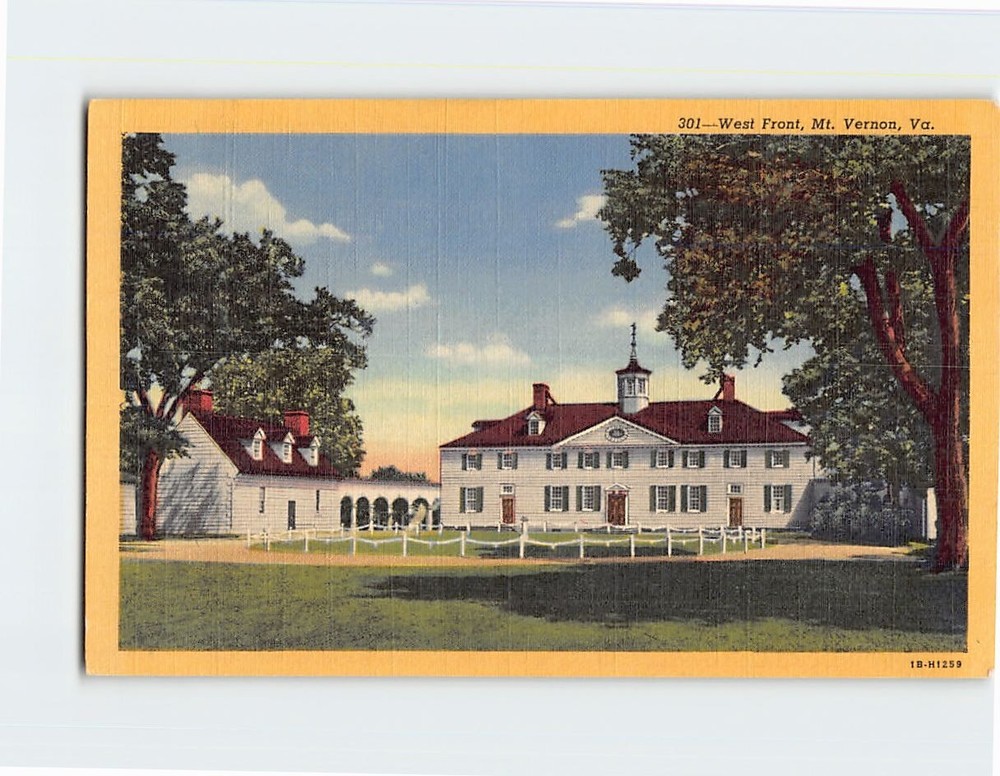 Postcard The Mansion House  West Front Mount Vernon Virginia USA