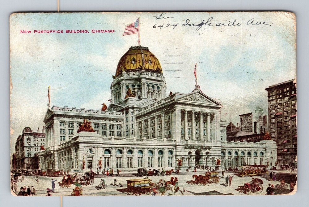 Chicago IL-Illinois New Post Office Building Vintage Postcard