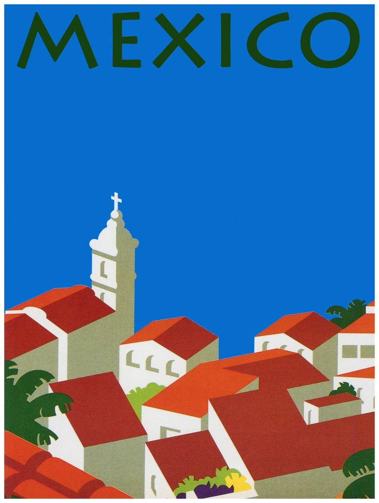 9666.Decoration Poster.Home interior.Room Wall art decor.Mexico travel.Red roofs