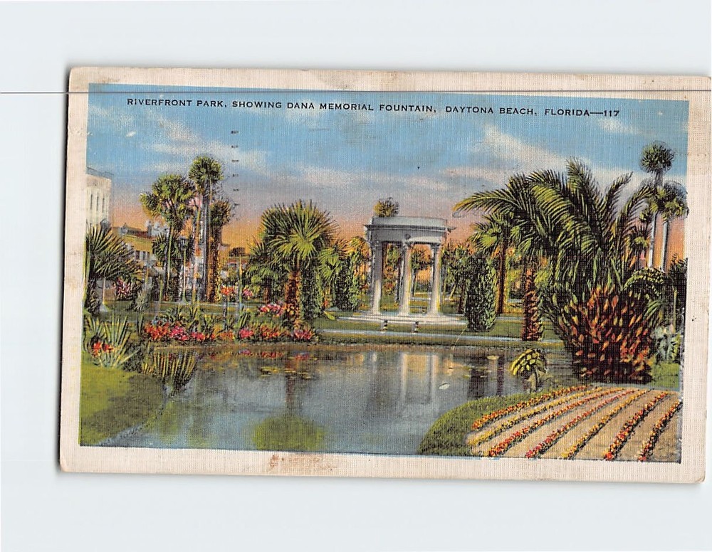 Postcard Riverfront Park Dana Memorial Fountain Daytona Beach Florida USA