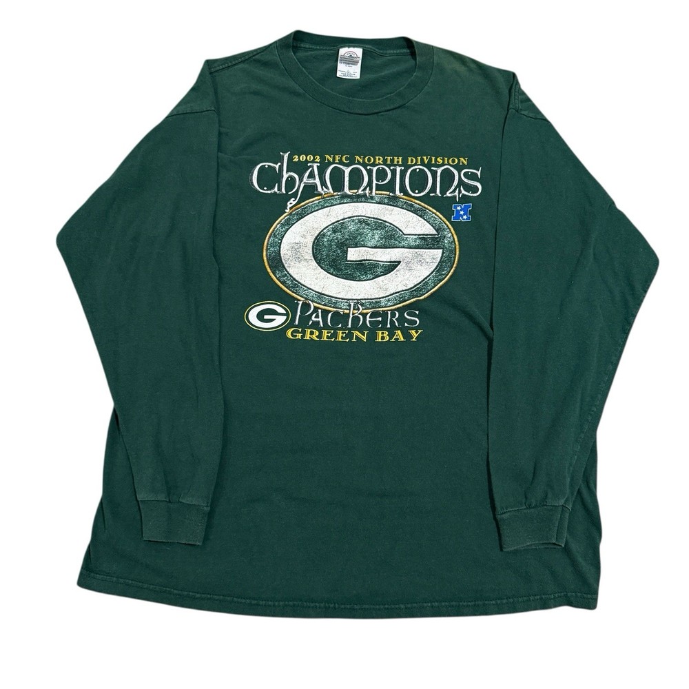 Vintage Green Bay Packers T-Shirt Mens XL Green NFL Football 2002 Champs Y2K