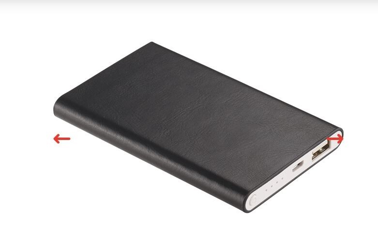Luxury Abruzzo Black leather USB Charge Power Bank 4000MAh Capacity-image