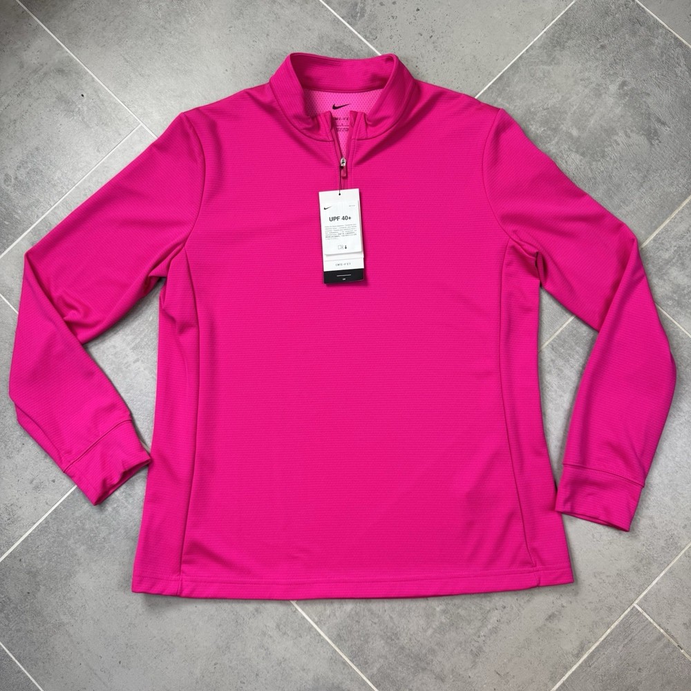 Nike Dri-FIT Victory UV Half Zip Golf Pullover Womens Large NWT Pink