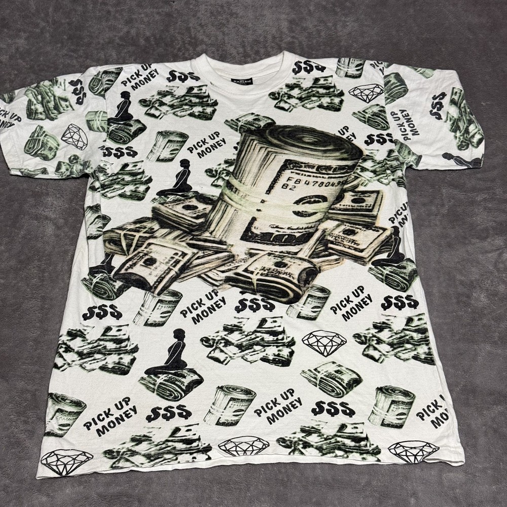 Vintage 90s Money 100 Dollar Bills Benjamins All Over Print AOP 2XL