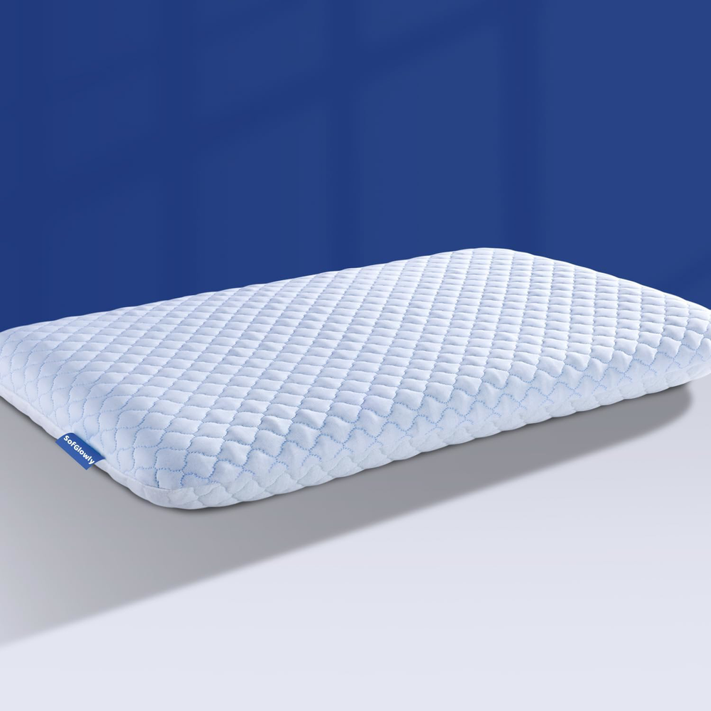 Ultra Thin Cooling Memory Foam Pillow 16x24 Inch for Stomach and Back Sleepers