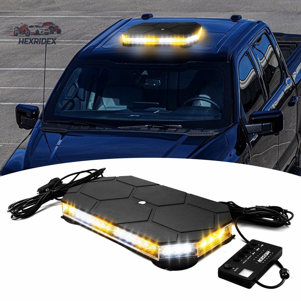 14''in 42 LED Strobe Beacon Light Rooftop Emergency Warning Hazard White Amber