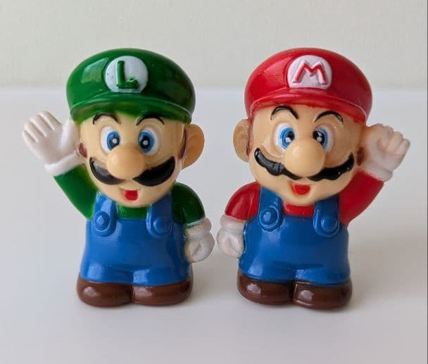 1993 Super Mario & Luigi Finger Puppet Figure Set Vintage Collectible Japan