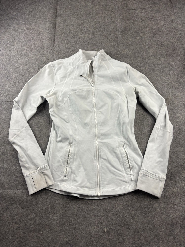 Lululemon Womens 8 Define Full Zip Athletic Jacket White Pilates Running Gym SEE