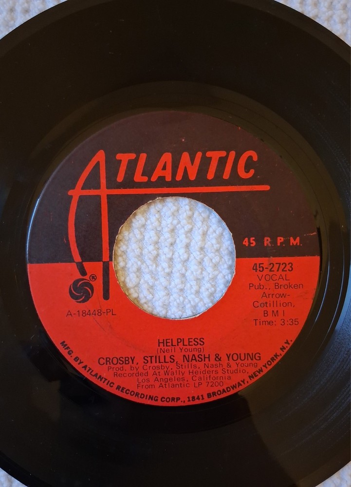 Crosby, Stills, Nash, & Young, Helpless/Woodstock, 45rpm, Atlantic 45-2723