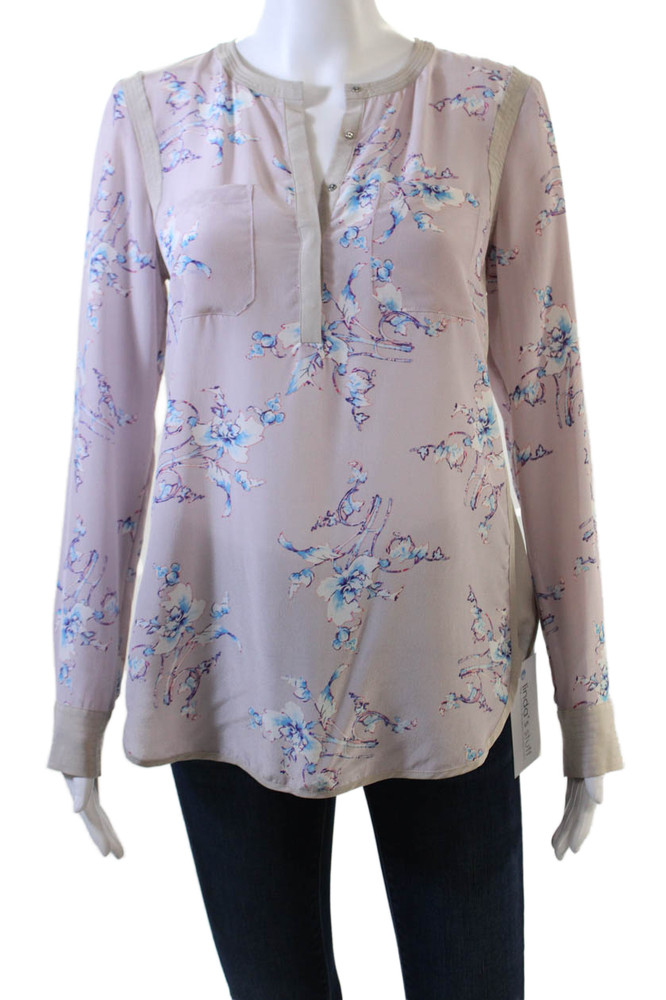 Rebecca Taylor Womens Silk Floral Print Blouse Lavender Purple Blue Size 2Free Shipping in US $100+ Orders | $6.95 Orders Below