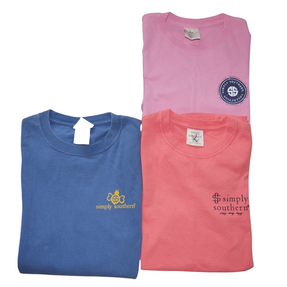 3 Simply Southern T-Shirt Lot Size Small Summer Camping Flamingo Animal Print