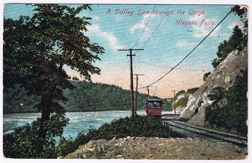 Postcard Niagara Falls Trolley Line Through The Gorge