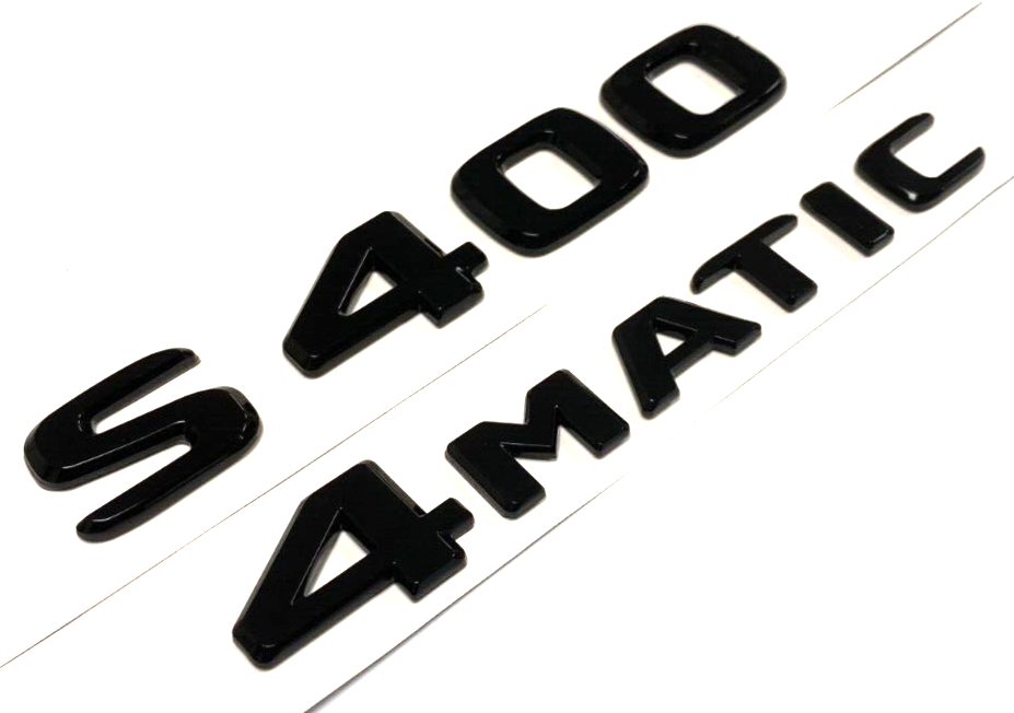 2 BLACK S400+4MATIC FOR MERCEDES REAR TRUNK EMBLEM BADGE NAMEPLATE DECAL NUMBER